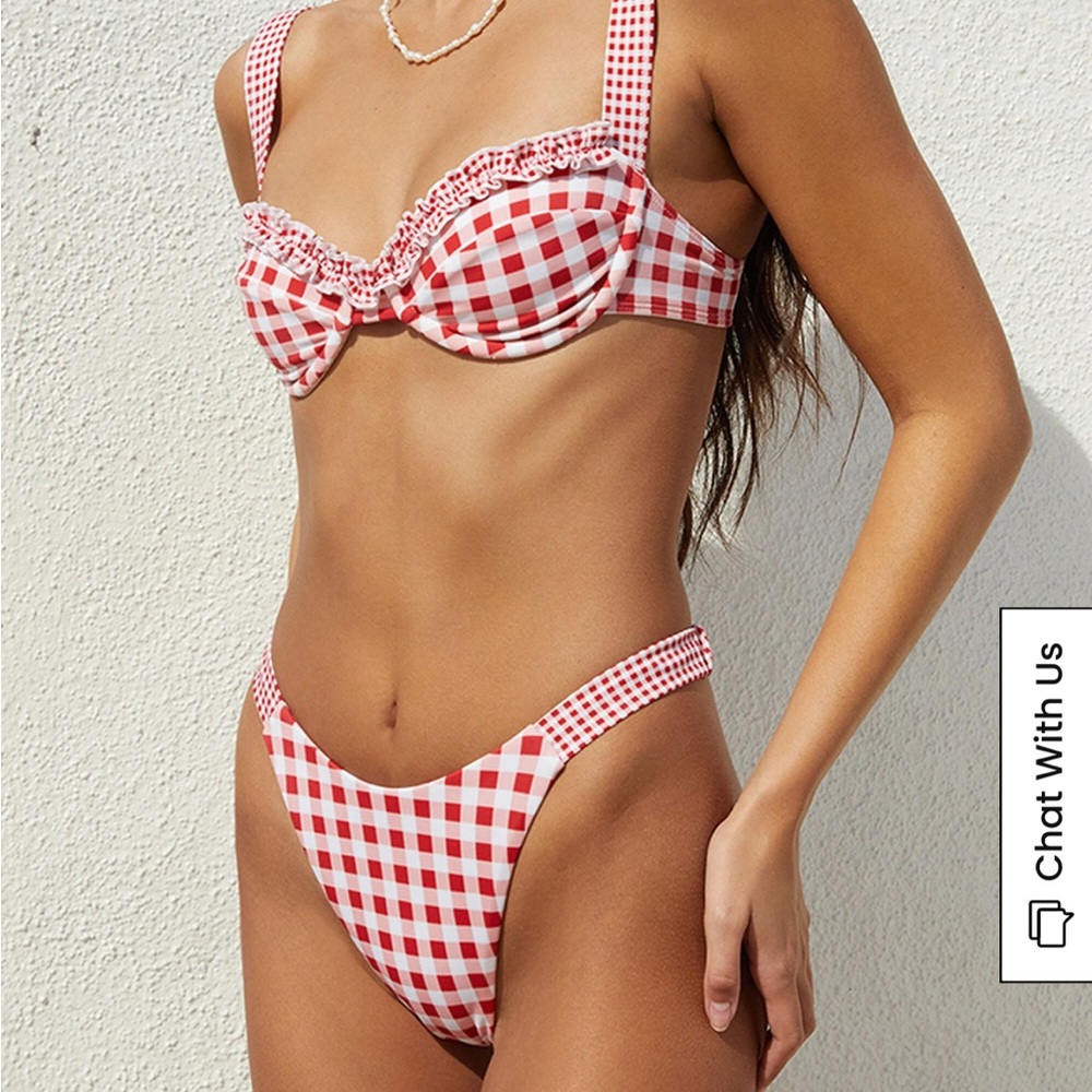PacSun red and White Gingham Bikini Set